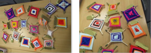 Pictures of children's Mayan tapestries 