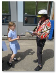 Photos of Captain Trainor checking passports