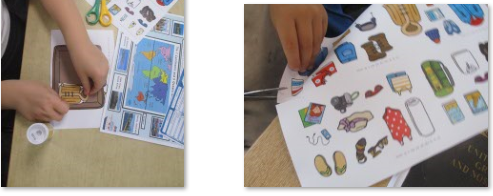 Photos of children packing picture suitcases