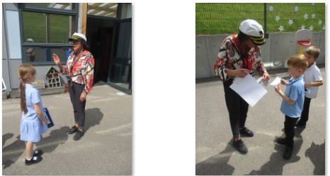Photos of Captain Trainor checking passports
