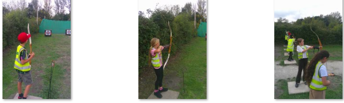 Photos of children doing archery at Betteshanger