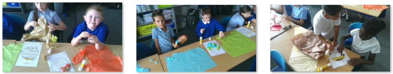 Photos of children making planets