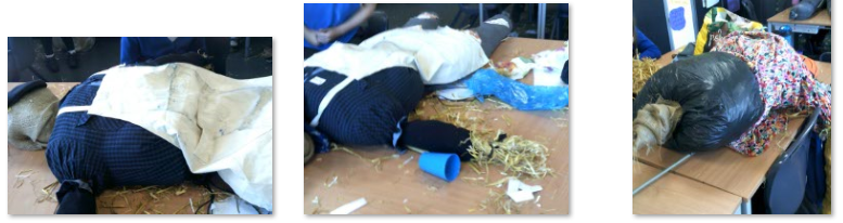 Photos of children making scarecrows