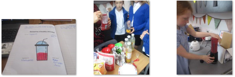 Photos of children making smoothies