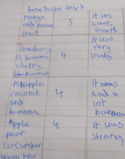 Photos of children's smoothie evaluations