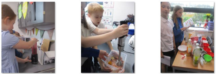 Photos of children making smoothies