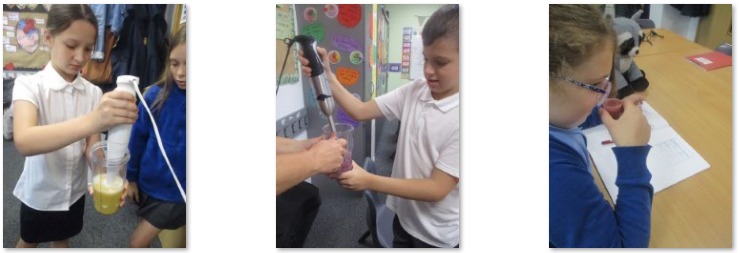 Photos of children making smoothies