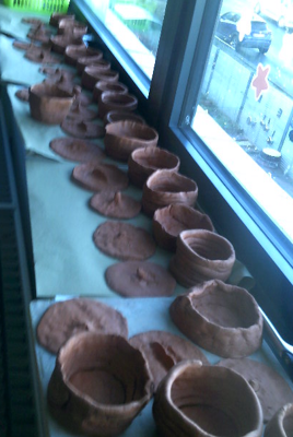 Photo of children making Mayan chocolate pots