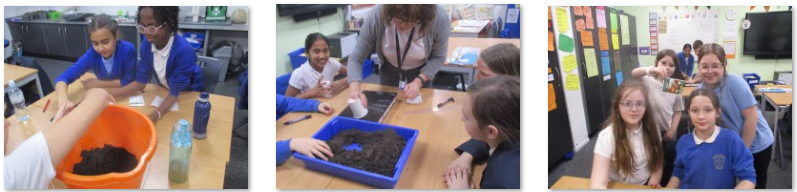 Photos of children planting seeds