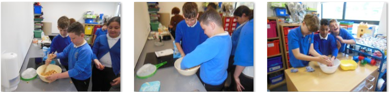 Photos of children making carrot cake
