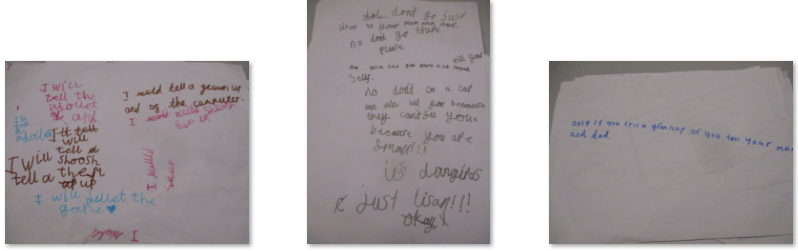 Photos of children's 'Stay Safe' work