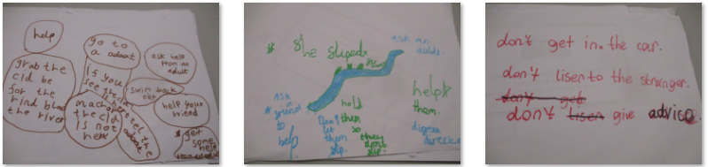 Photos of children's 'Stay Safe' work