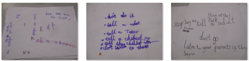 Photos of children's 'Stay Safe' work