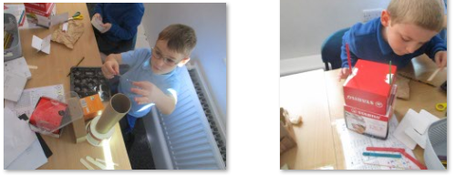 Photos of children junk modelling castles