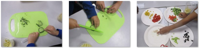 Photos of children making a healthy meal