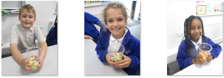 Photos of children making a healthy meal