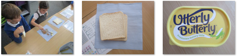 Photos of children making marmalade sandwiches