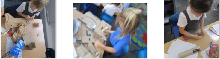 Photos of children junk modelling castles