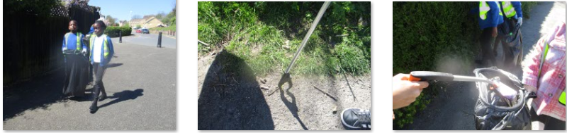 Photos of children litter picking