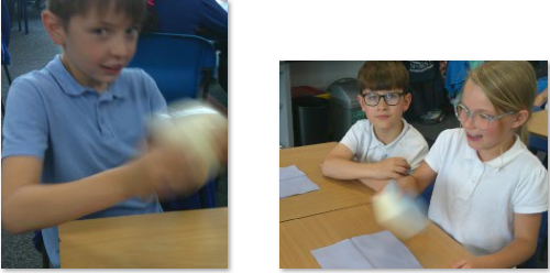Photos of children making butter