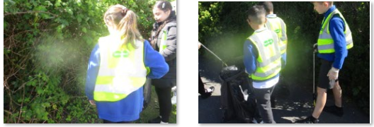 Photos of children litter picking