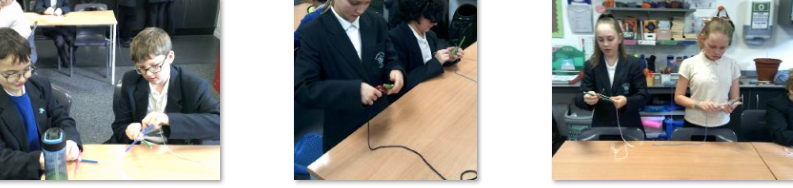 Photos of children doing Mayan weaving