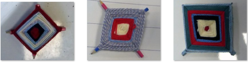 Photos of children's Mayan weaving