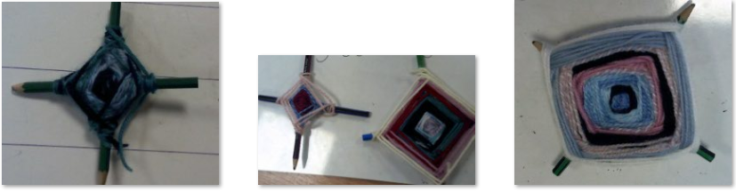 Photos of children's Mayan weaving