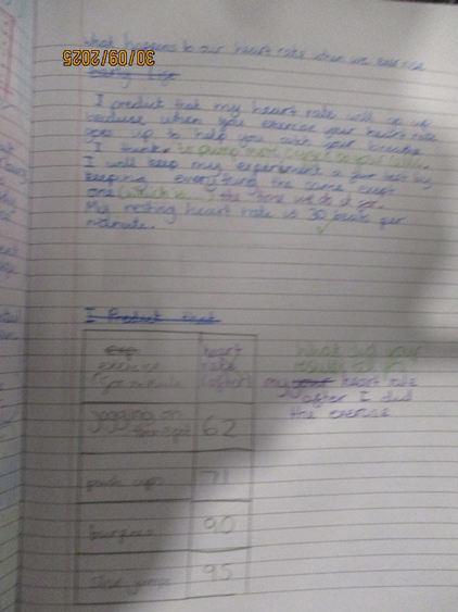 Photo of children's work on exercise