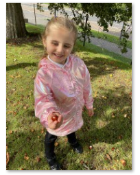 Photos of children collecting conkers