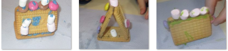 Photos of malted milk sweet houses made by the children