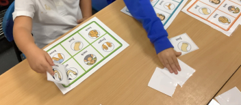 Photos of children playing body bingo