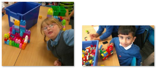 Photos of children building castles