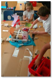 Photos of children building castles
