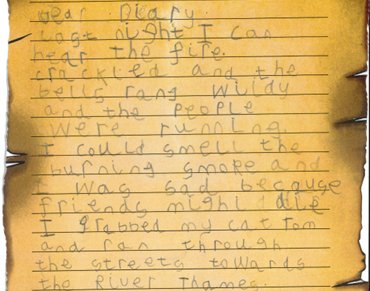 Photo of children's GFOL diary writing