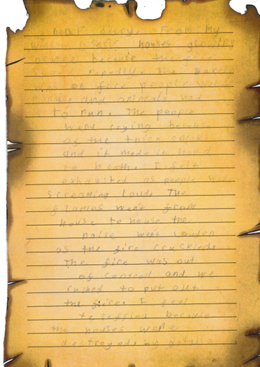 Photo of children's GFOL diary writing