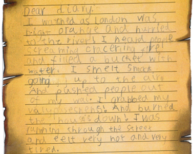 Photo of children's GFOL diary writing