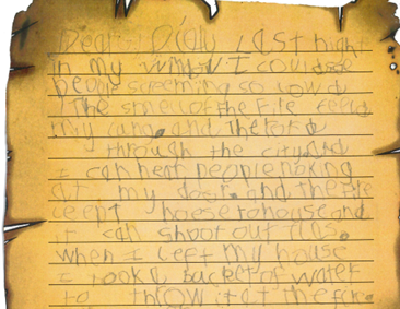 Photo of children's GFOL diary writing