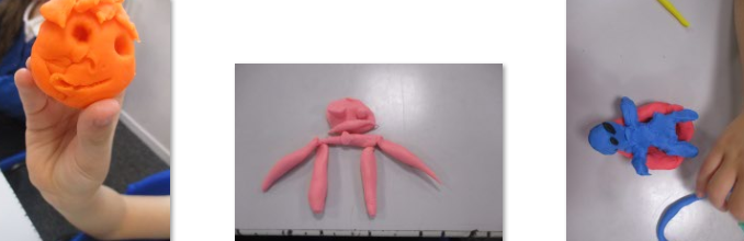 Photos of children's Playdoh models of emotions