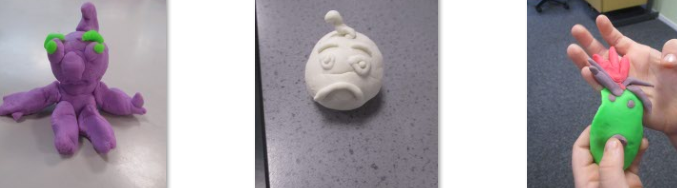 Photos of children's Playdoh models of emotions