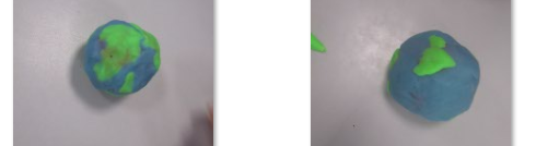 Photos of children making playdough models of earth