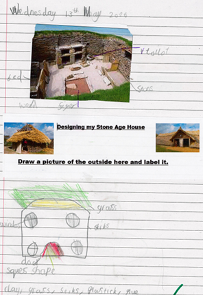 Photo of children's Stone-Age house evaluation work