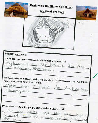 Photo of children's Stone-Age house evaluation work