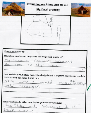 Photos of children's Stone-Age house evaluation work