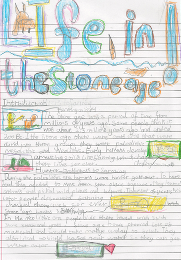 Photo of children's Stone-Age English work