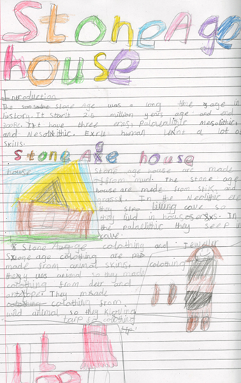 Photo of children's Stone-Age English work