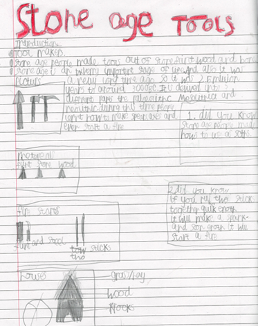 Photo of children's Stone-Age English work