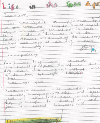 Photo of children's Stone-Age English work