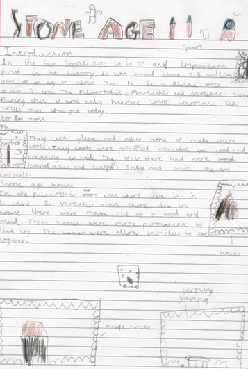 Photo of children's Stone-Age English work