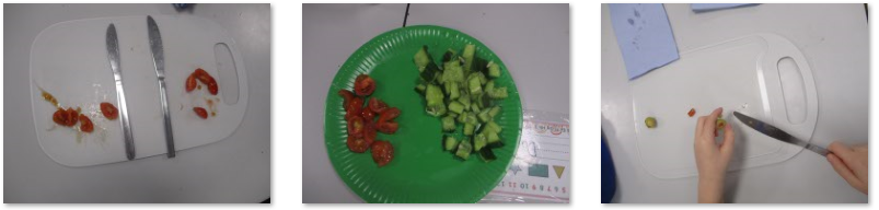 Photos of making a salad